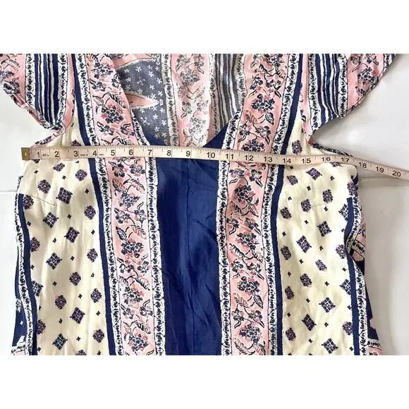 Anthropologie Maeve Dress M Blue Pink Floral Boho Flare Midi High Low Swing - Picture 4 of 8